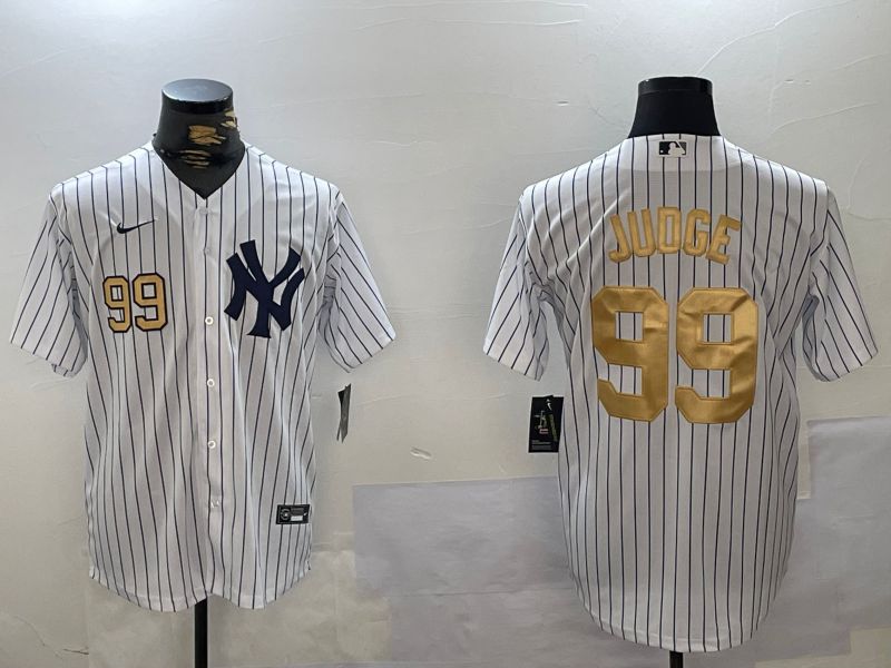 Men New York Yankees 99 Judge White Stripe Fashion Nike 2024 MLB Jersey style 14